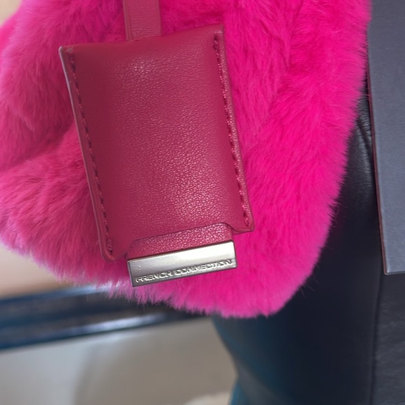French Connection neon pink plush faux fur purse with strap and tags in tact NWT - Picture 4 of 11